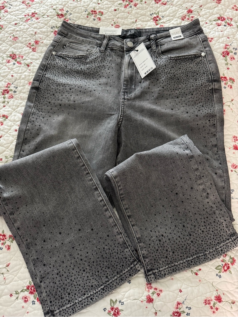 Judy Blue Black Senim with Black Rhinestones! Size 15/32. BRAND NEW WITH TAGS!!